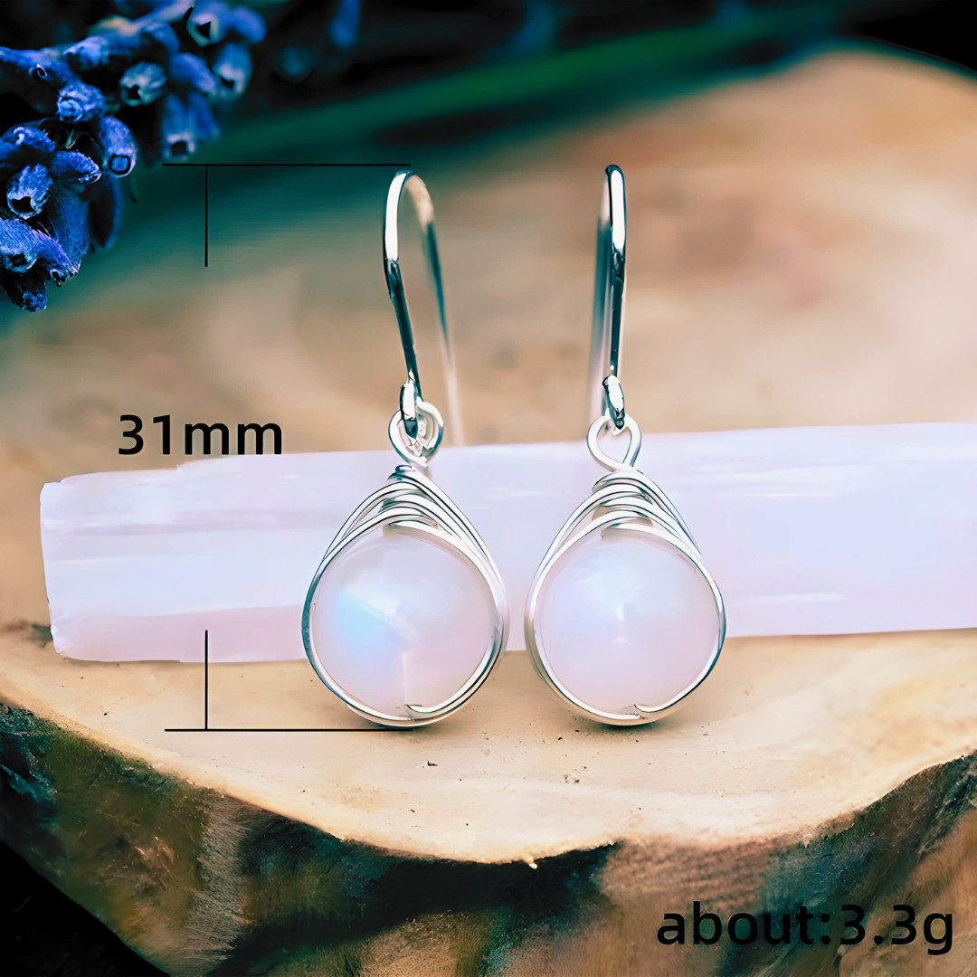 Cute White Moonstone Drop Earrings