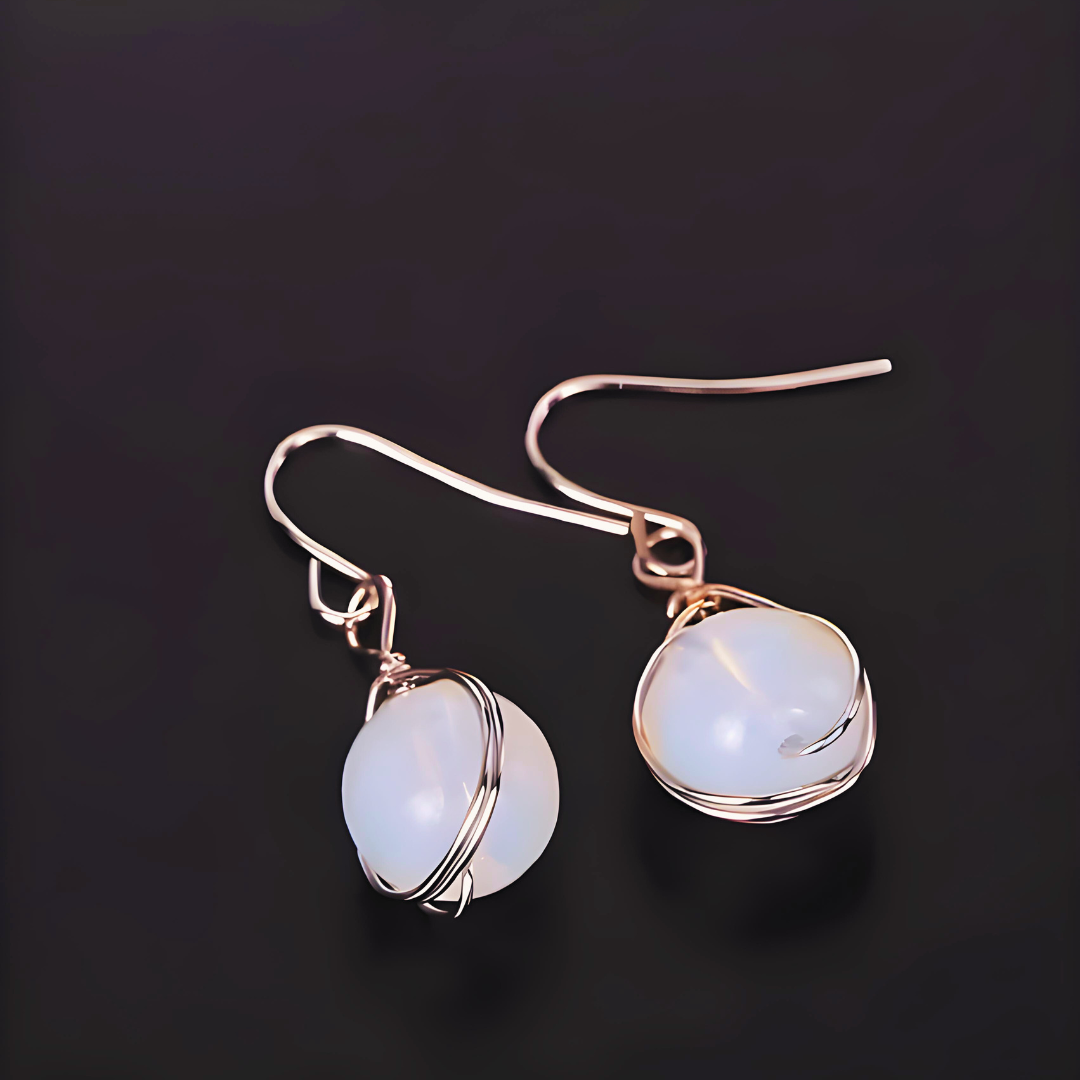 Cute White Moonstone Drop Earrings