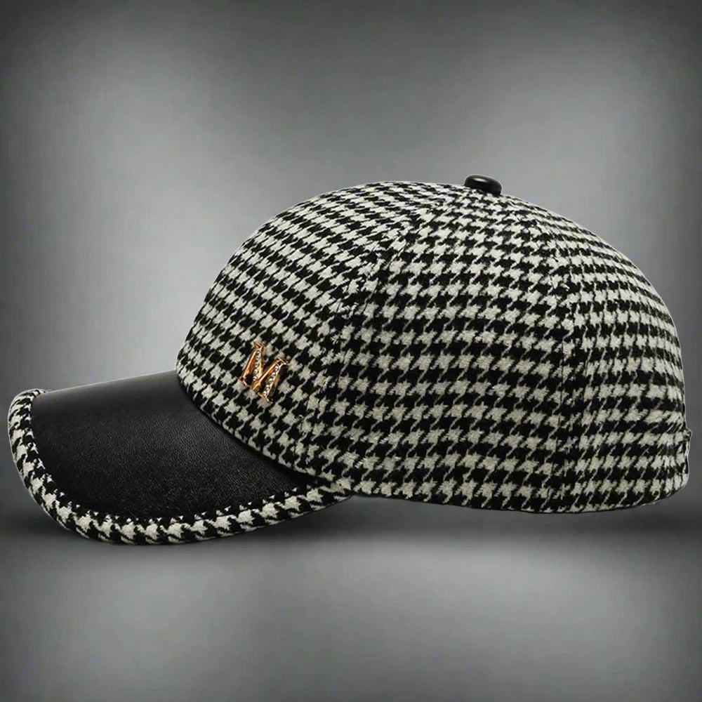 British Houndstooth Plaid Baseball Caps