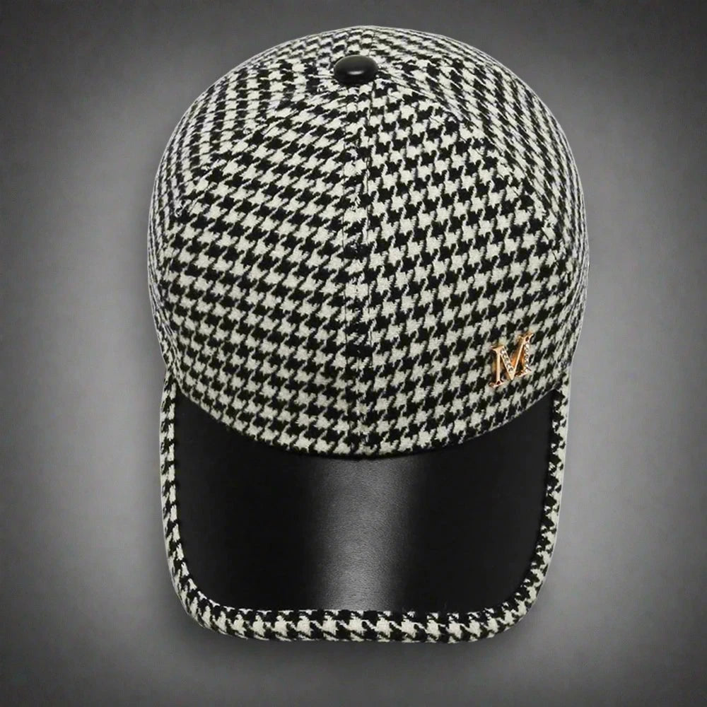 British Houndstooth Plaid Baseball Caps