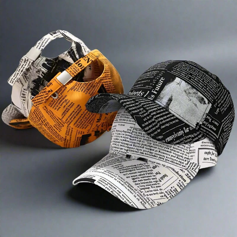 Newspaper Pattern Baseball Caps