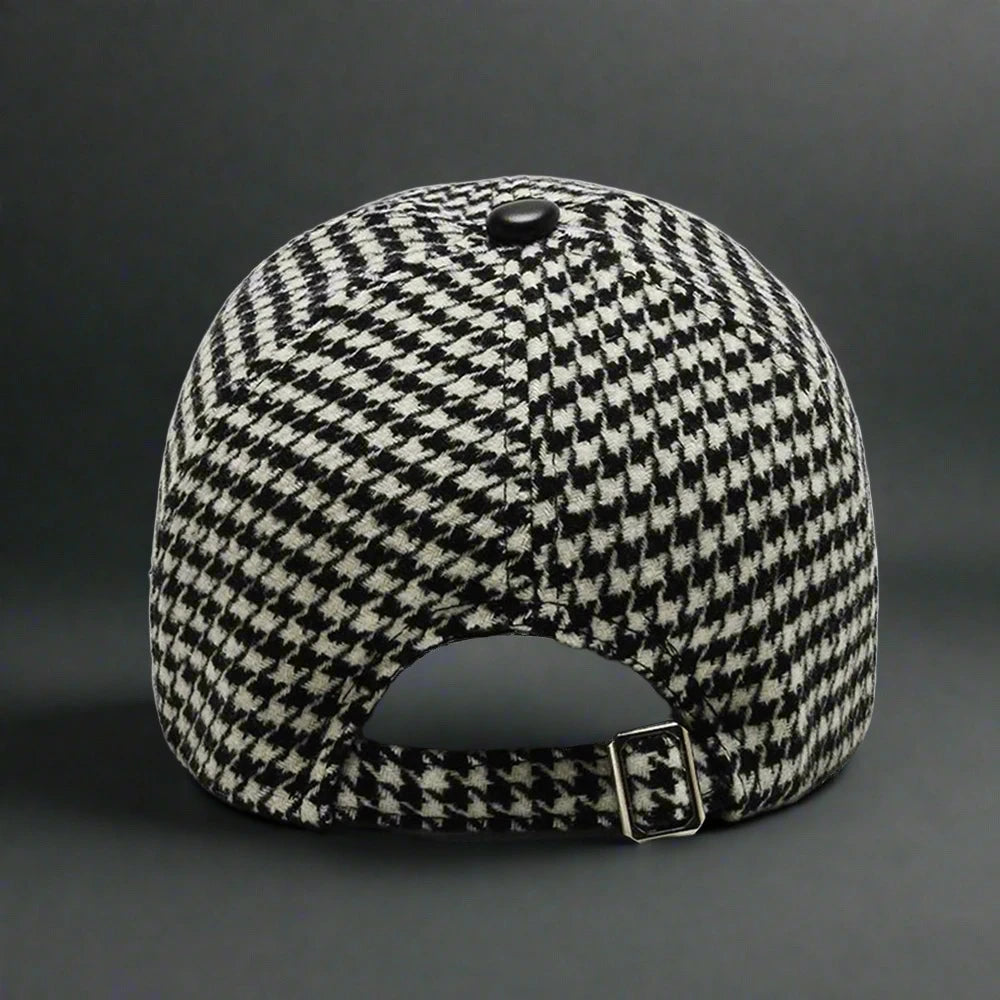 British Houndstooth Plaid Baseball Caps