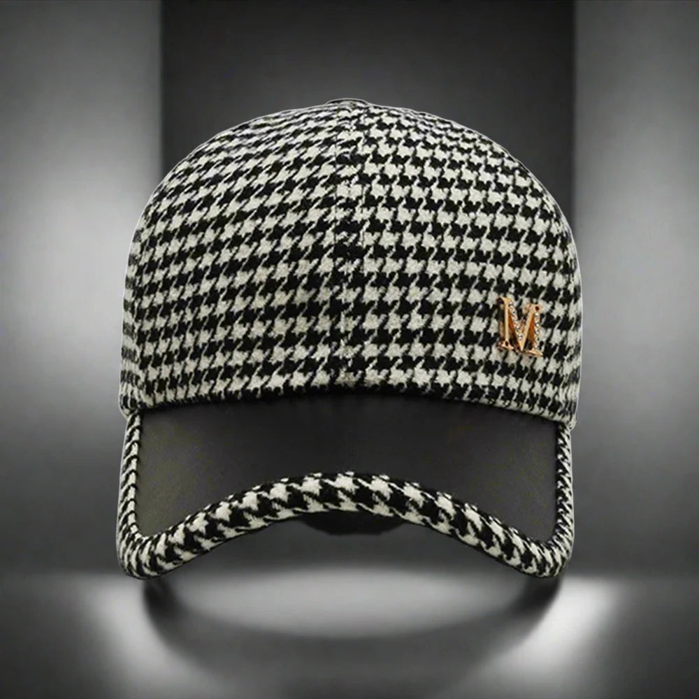 British Houndstooth Plaid Baseball Caps