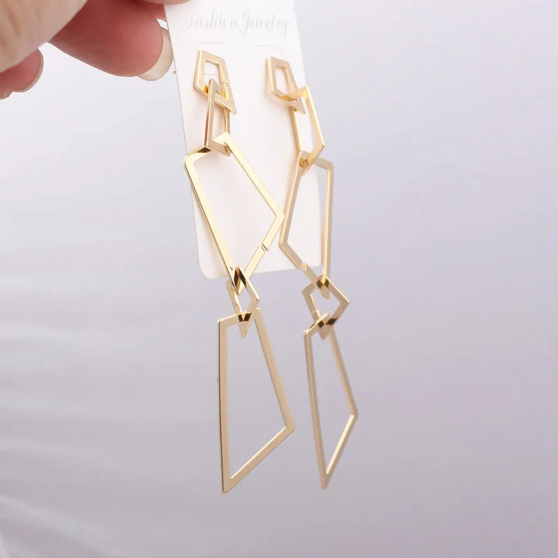 Long Irregular Geometric Earrings