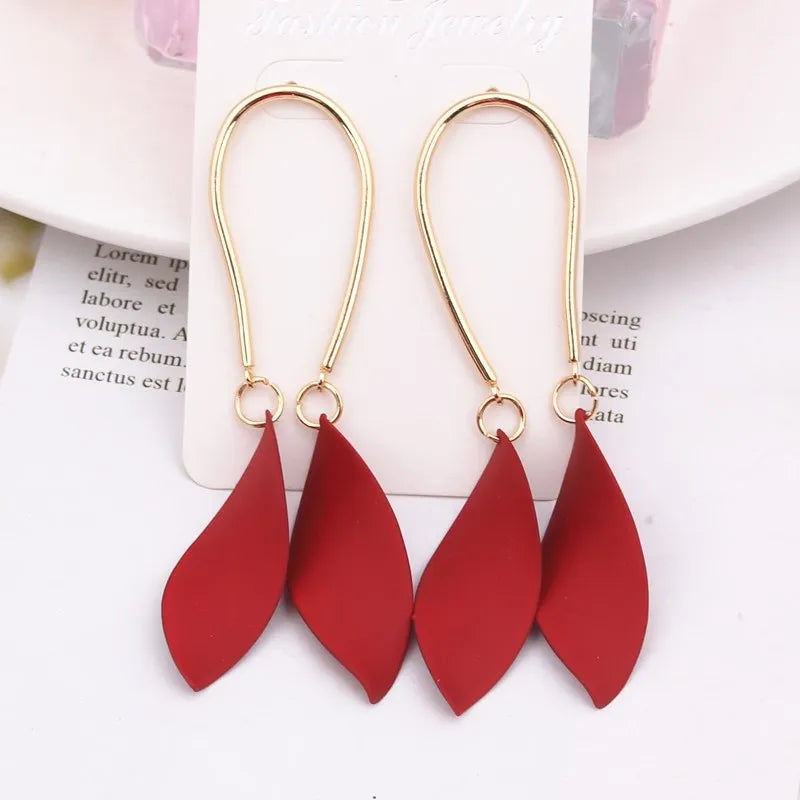 Double Leaves Drop Earring