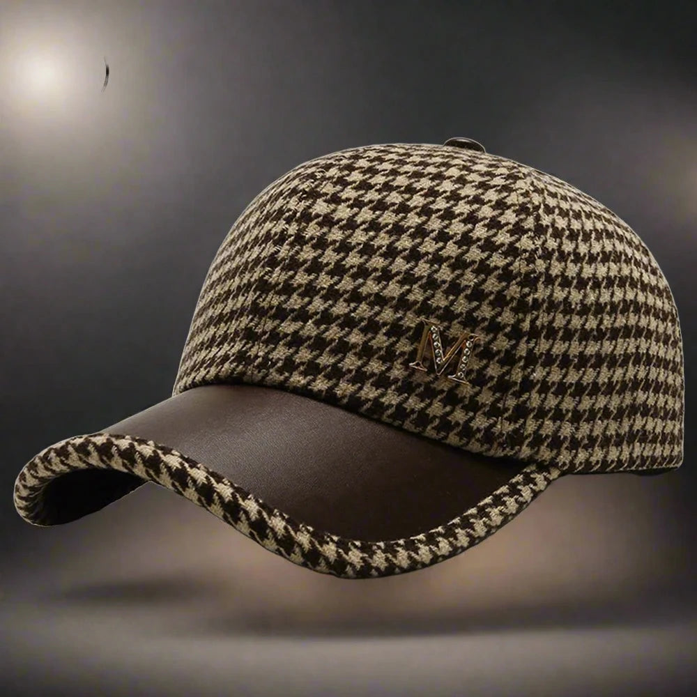 British Houndstooth Plaid Baseball Caps