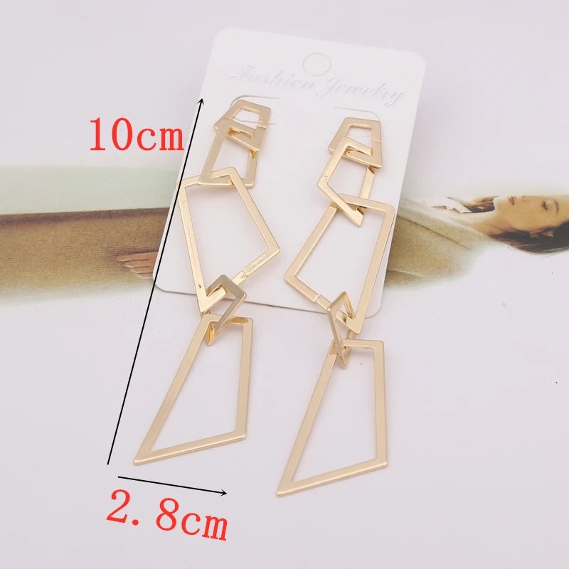 Long Irregular Geometric Earrings