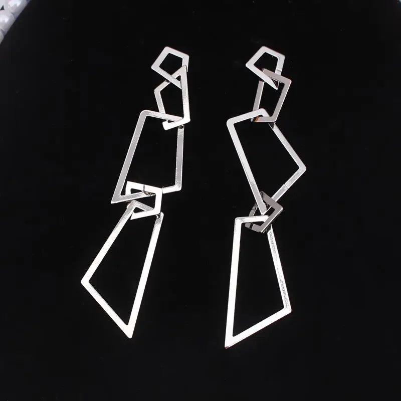 Long Irregular Geometric Earrings