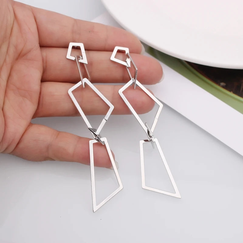 Long Irregular Geometric Earrings