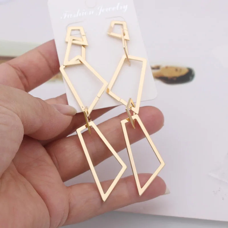 Long Irregular Geometric Earrings