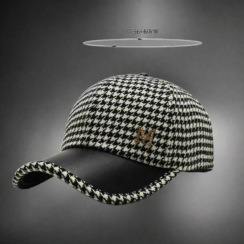 British Houndstooth Plaid Baseball Caps