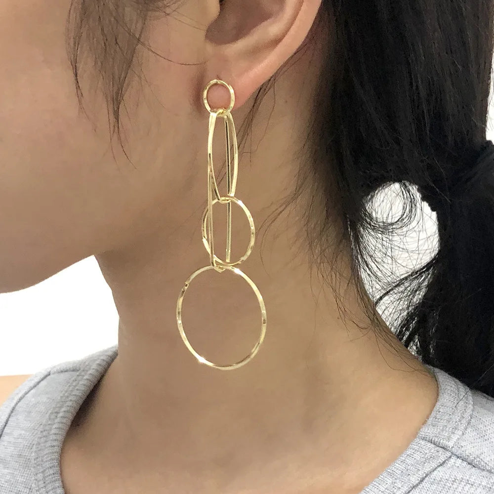 Long Dangling Simple Hollow Drop Earrings