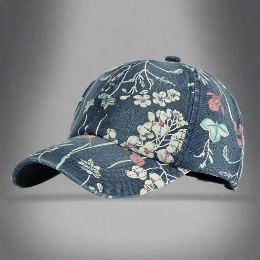 Floral Denim Baseball Cap Hat