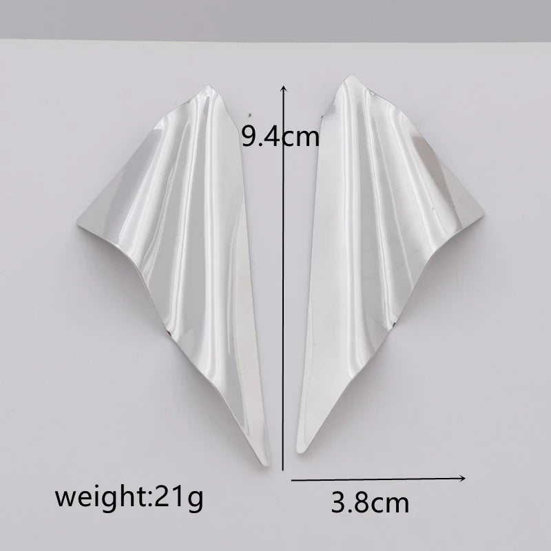 Large Triangular Geometric Fold Earrings