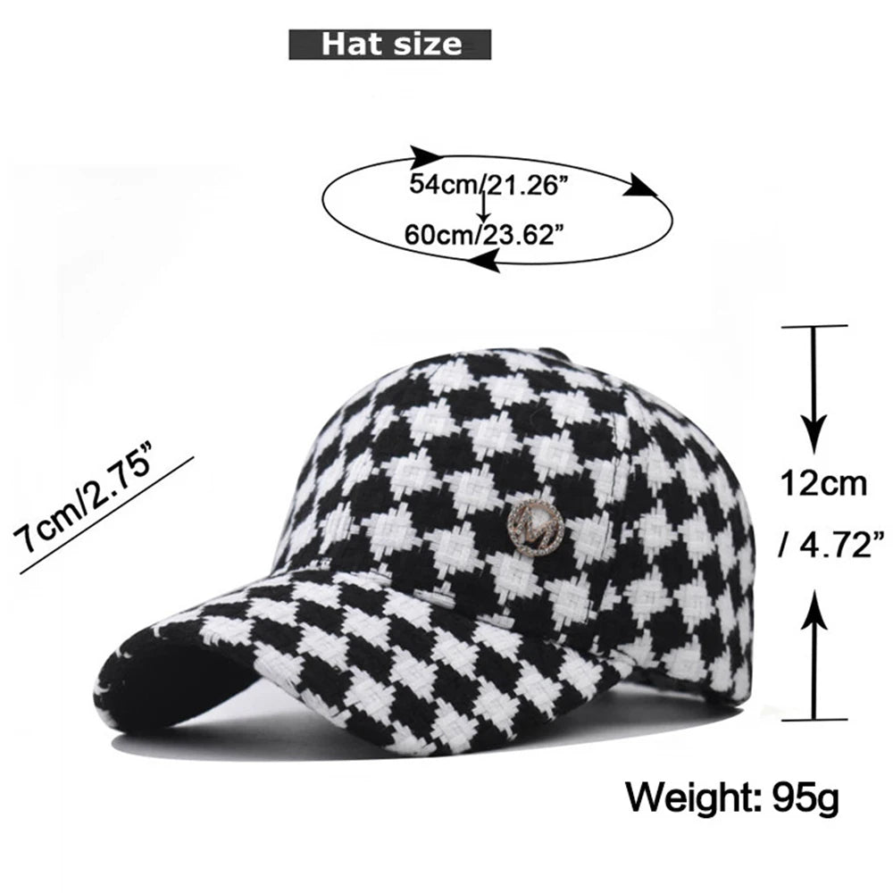 Black Gray Plaid Baseball Cap