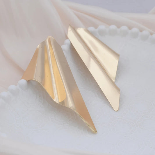 Large Triangular Geometric Fold Earrings