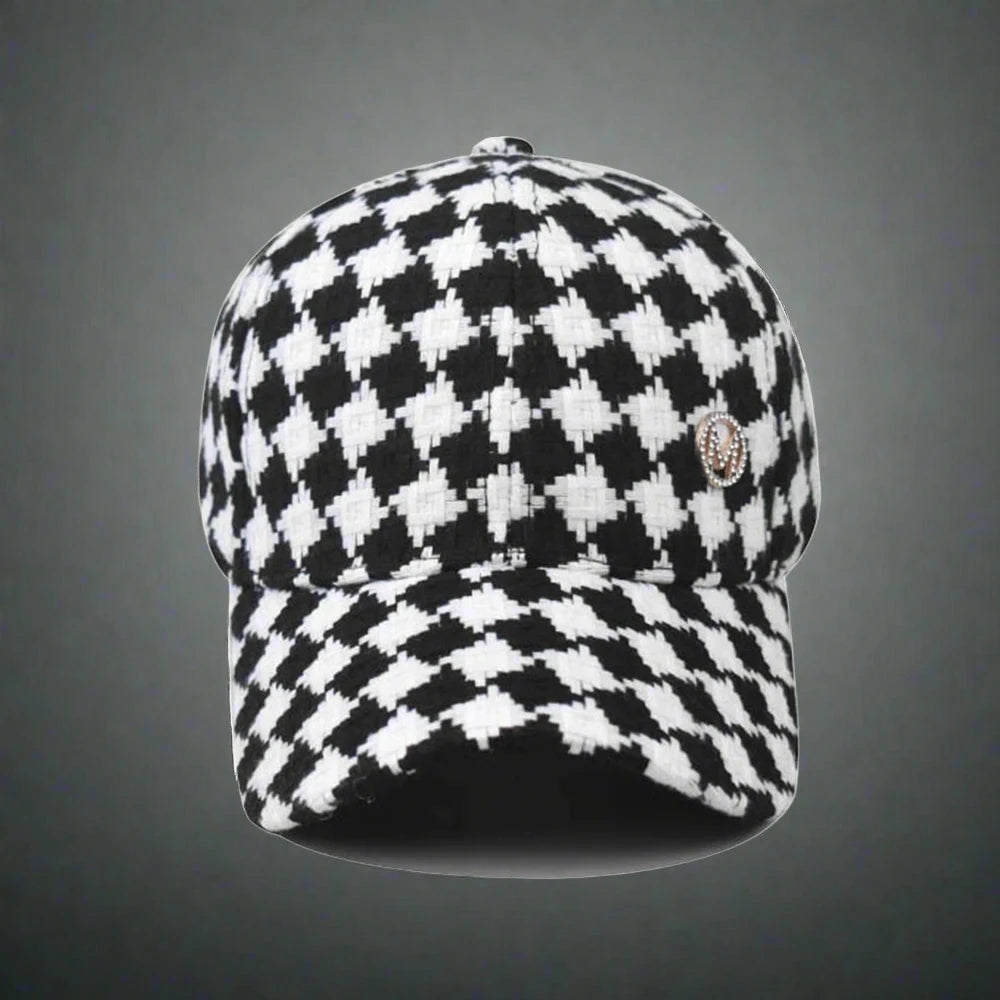 Black Gray Plaid Baseball Cap