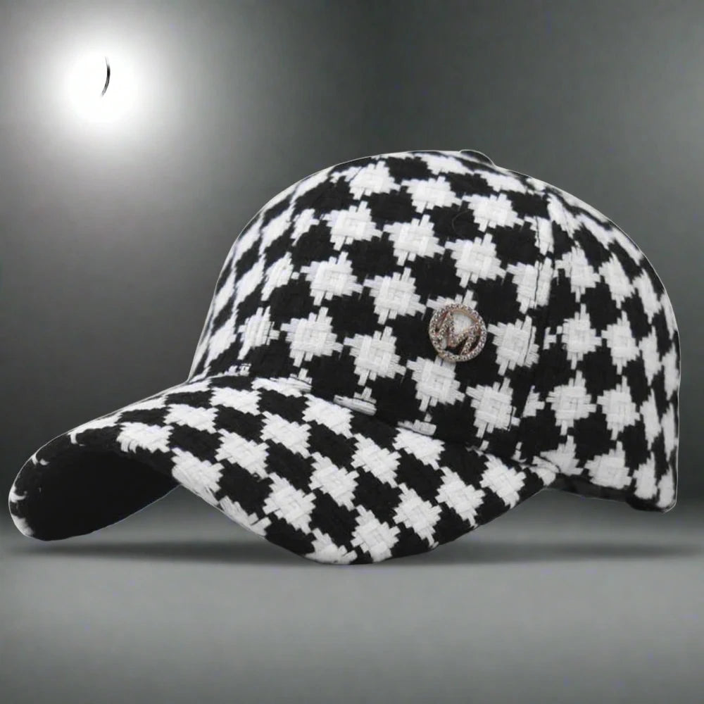 Black Gray Plaid Baseball Cap