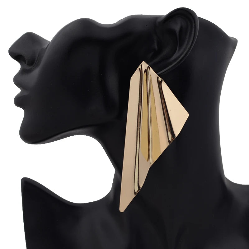 Large Triangular Geometric Fold Earrings