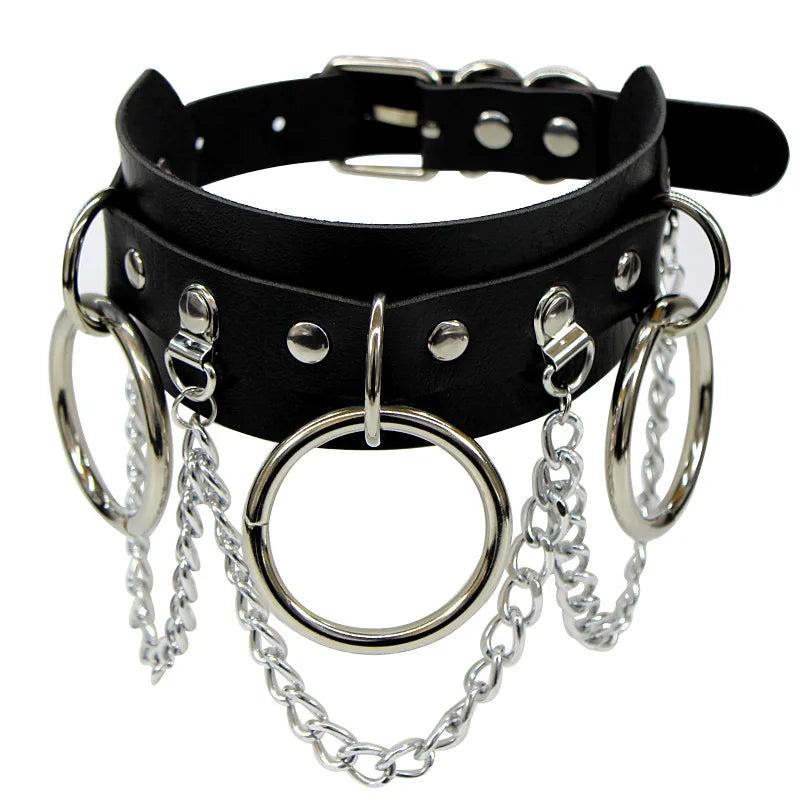 Sexy Leather Chain Heart Pendant Punk Choker