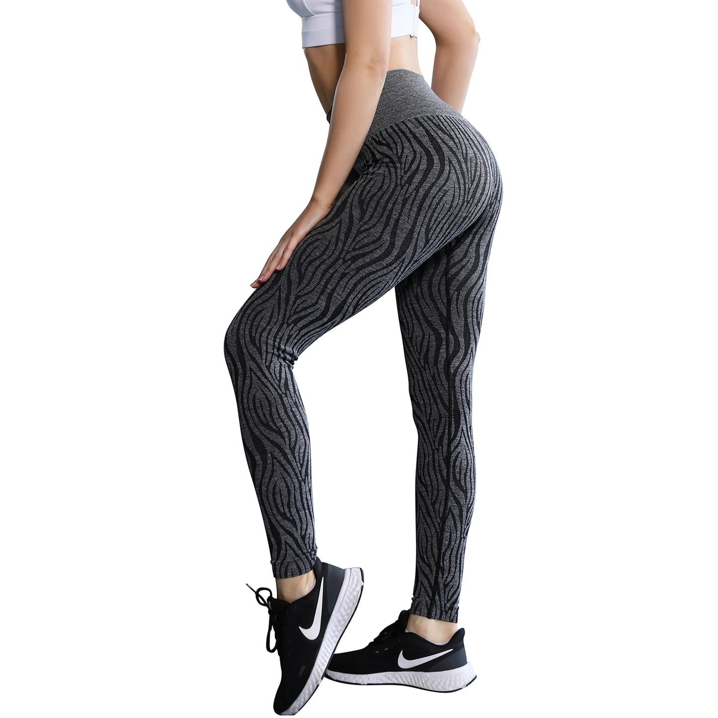 Seamless Zebra Pattern Yoga Pants Waisted