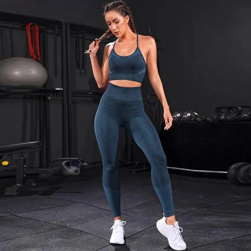 2 Pieces Seamless High Waist Leggings Yoga Set