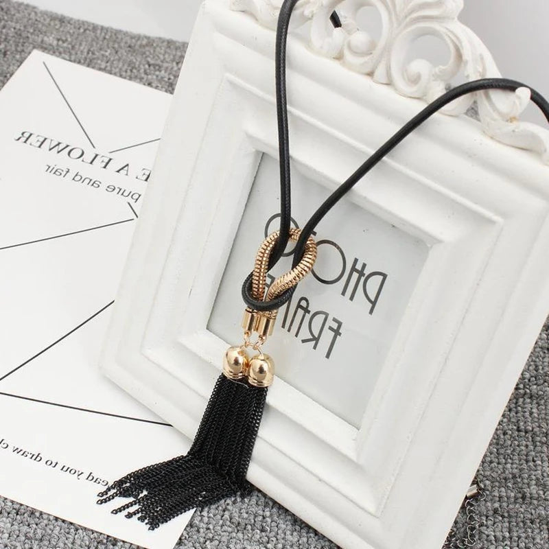 Long Tassel Winter Sweater Necklace