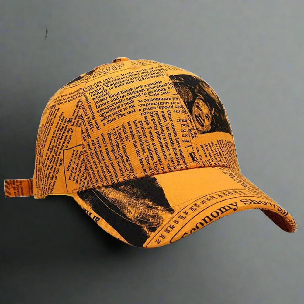 Newspaper Pattern Baseball Caps