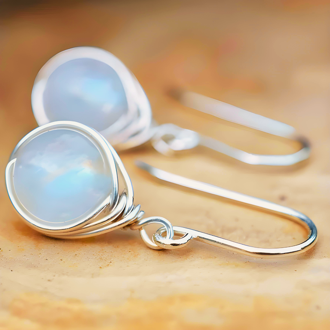 Cute White Moonstone Drop Earrings